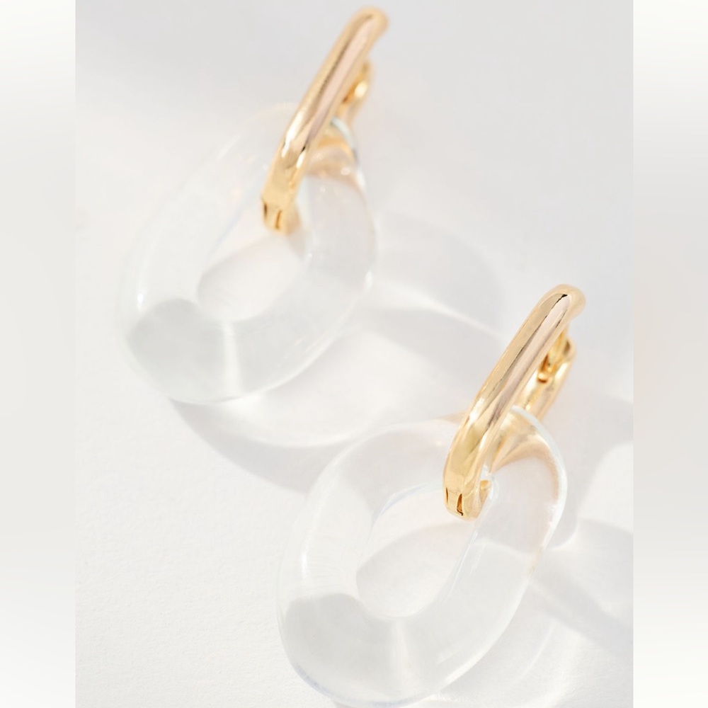 Anthropologie Gold and Clear Hoop Earrings